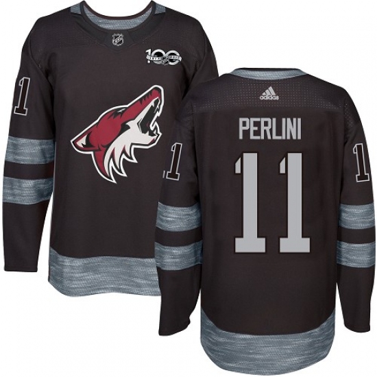 Men's Adidas Arizona Coyotes #11 Brendan Perlini Premier Black 1917-2017 100th Anniversary NHL Jersey - Ujersey