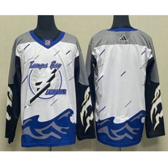 Men's Tampa Bay Lightning Blank White 2022 Reverse Retro Stitched Jersey - Ujersey