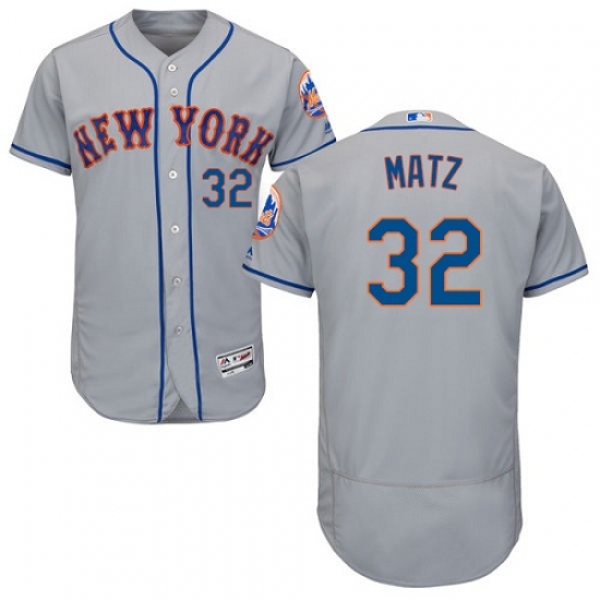 Men's Majestic New York Mets #32 Steven Matz Grey Road Flex Base Authentic Collection MLB Jersey