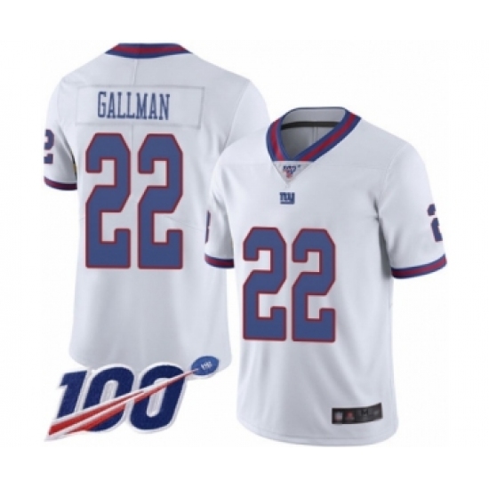 Men's New York Giants #22 Wayne Gallman Limited White Rush Vapor Untouchable 100th Season Football Jersey - Ujersey