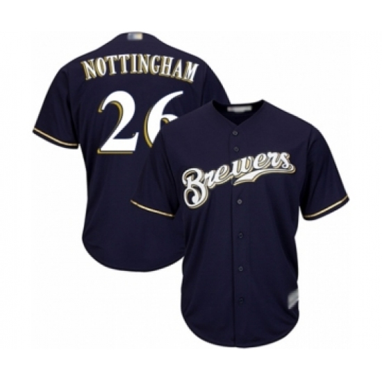 Youth Milwaukee Brewers #26 Jacob Nottingham Authentic Navy Blue Alternate Cool Base Baseball Player Jersey - Ujersey