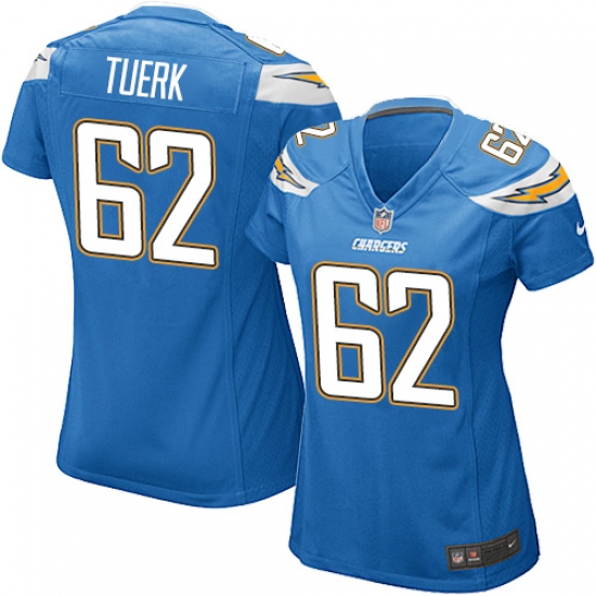 Women's Nike Los Angeles Chargers #62 Max Tuerk Game Electric Blue Alternate NFL Jersey - Ujersey