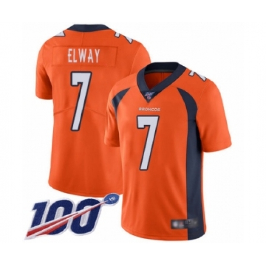 Men's Denver Broncos #7 John Elway Orange Team Color Vapor Untouchable Limited Player 100th Season Football Jersey - Ujersey