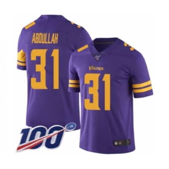 Men's Minnesota Vikings #31 Ameer Abdullah Limited Purple Rush Vapor Untouchable 100th Season Football Jersey