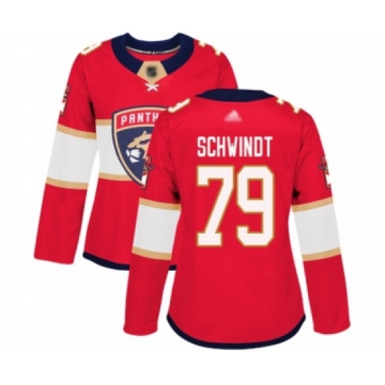 Women's Florida Panthers #79 Cole Schwindt Authentic Red Home Hockey Jersey - Ujersey