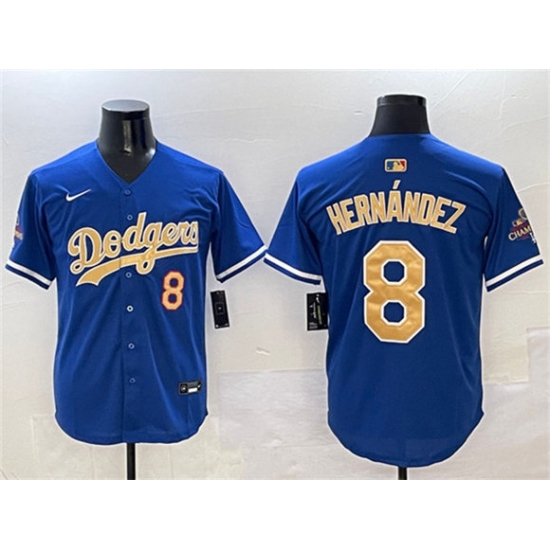Men's Los Angeles Dodgers #8 Enrique Hernandez Royal 2025 Gold Collection Limited Stitched Baseball Jersey - Ujersey