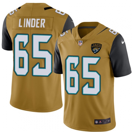 Youth Nike Jacksonville Jaguars #65 Brandon Linder Limited Gold Rush Vapor Untouchable NFL Jersey - Ujersey