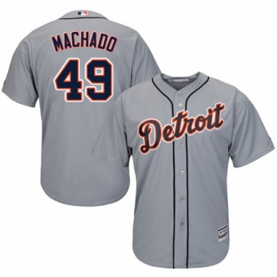 Men's Majestic Detroit Tigers #49 Dixon Machado Replica Grey Road Cool Base MLB Jersey - Ujersey
