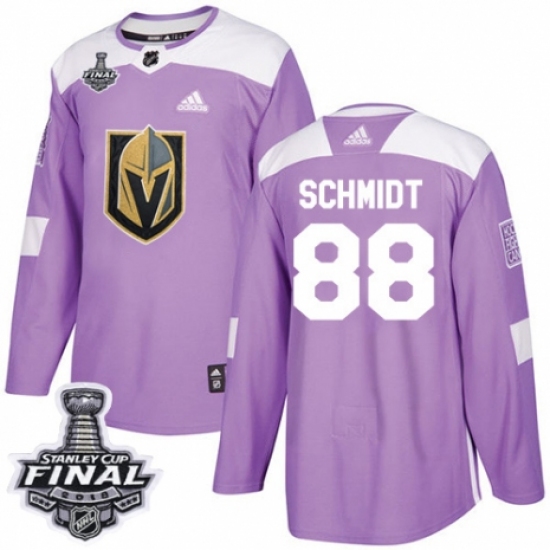 Youth Adidas Vegas Golden Knights #88 Nate Schmidt Authentic Purple Fights Cancer Practice 2018 Stanley Cup Final NHL Jersey - Ujersey