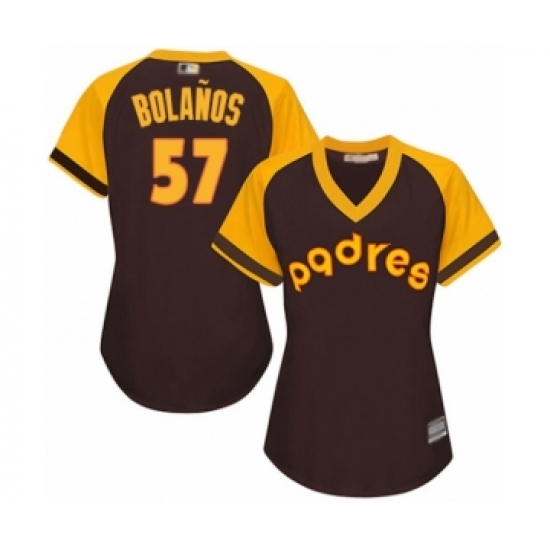 Women's San Diego Padres #57 Ronald Bolanos Authentic Brown Alternate Cooperstown Cool Base Baseball Player Jersey - Ujersey