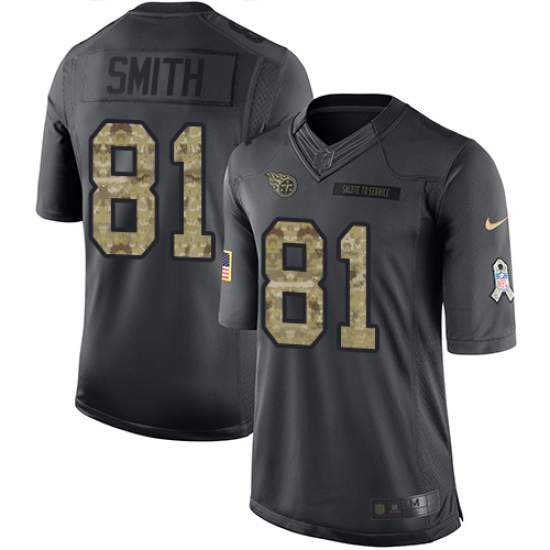 Youth Nike Tennessee Titans #81 Jonnu Smith Limited Black 2016 Salute to Service NFL Jersey - Ujersey