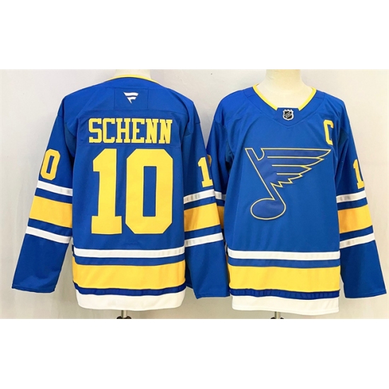 Men's St. Louis Blues #10 Brayden Schenn Blue 2025 With C Stitched Hockey Jersey
