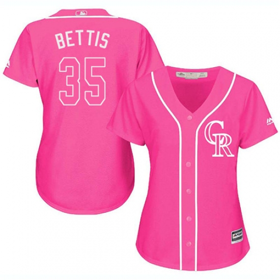 Women's Majestic Colorado Rockies #35 Chad Bettis Replica Pink Fashion Cool Base MLB Jersey - Ujersey
