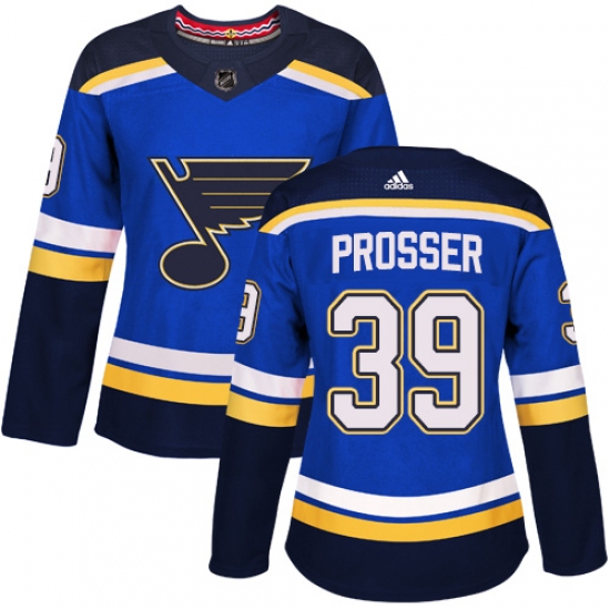 Women's Adidas St. Louis Blues #39 Nate Prosser Authentic Royal Blue Home NHL Jersey - Ujersey