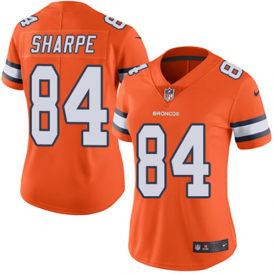 Women's Nike Denver Broncos #84 Shannon Sharpe Limited Orange Rush Vapor Untouchable NFL Jersey - Ujersey