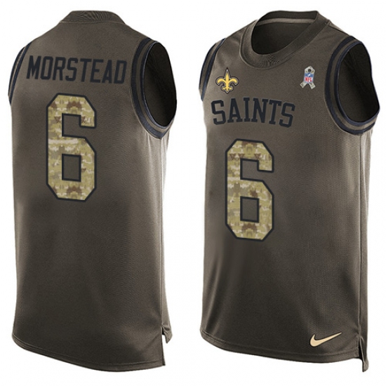 Men's Nike New Orleans Saints #6 Thomas Morstead Limited Green Salute to Service Tank Top NFL Jersey - Ujersey