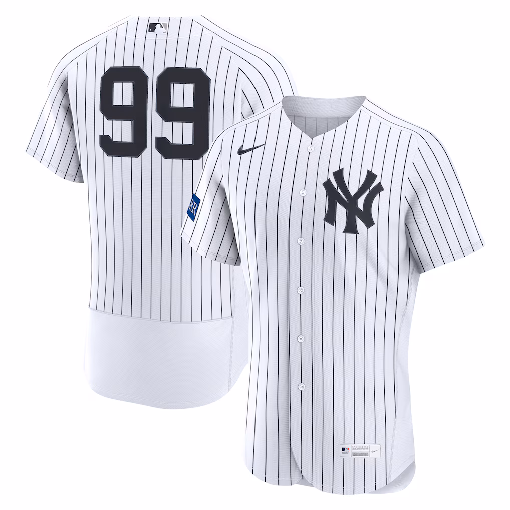 Men's New York Yankees Aaron Judge Nike White Home Authentic Sponsor Patch Jersey - Ujersey