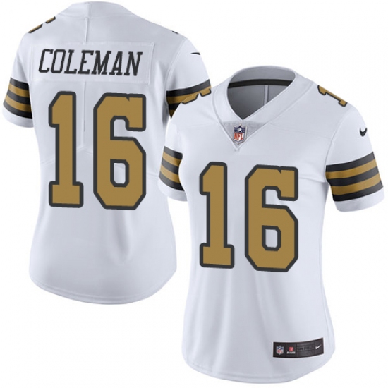 Women's Nike New Orleans Saints #16 Brandon Coleman Limited White Rush Vapor Untouchable NFL Jersey - Ujersey
