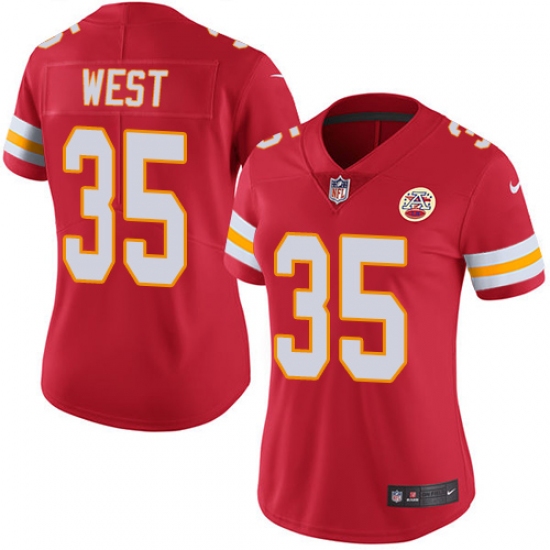Women's Nike Kansas City Chiefs #35 Charcandrick West Red Team Color Vapor Untouchable Limited Player NFL Jersey - Ujersey