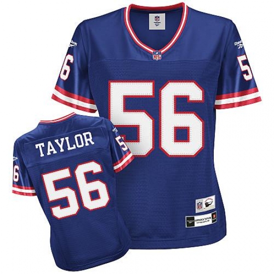 Reebok New York Giants #56 Lawrence Taylor Blue Women's Throwback Team Color Replica NFL Jersey - Ujersey