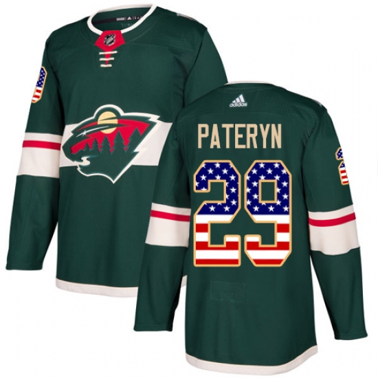 Men's Adidas Minnesota Wild #29 Greg Pateryn Authentic Green USA Flag Fashion NHL Jersey - Ujersey