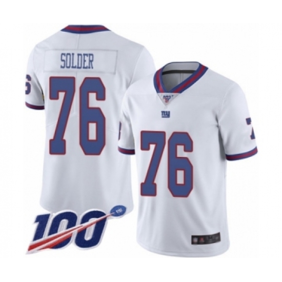 Men's New York Giants #76 Nate Solder Limited White Rush Vapor Untouchable 100th Season Football Jersey - Ujersey
