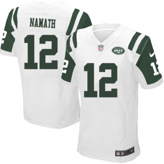 Men's Nike New York Jets #12 Joe Namath Elite White NFL Jersey - Ujersey