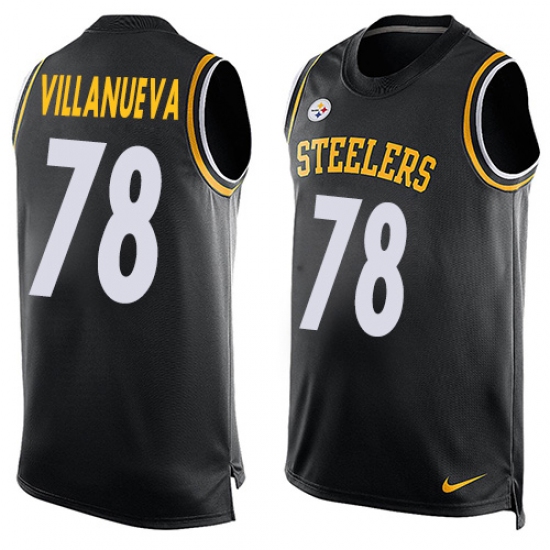 Men's Nike Pittsburgh Steelers #78 Alejandro Villanueva Limited Black Player Name & Number Tank Top NFL Jersey - Ujersey
