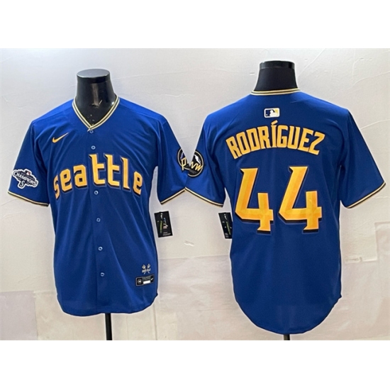 Men's Seattle Mariners #44 Julio Rodríguez Royal With 2025 AL West Division Champions City Connect Limited Stitched Baseball Jersey - Ujersey