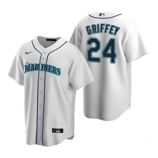 Men's Nike Seattle Mariners #24 Ken Griffey Jr. White Home Stitched Baseball Jersey - Ujersey