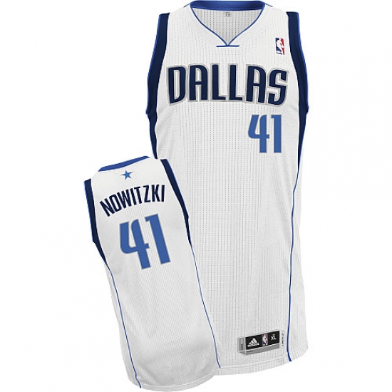 Youth Adidas Dallas Mavericks #41 Dirk Nowitzki Authentic White Home NBA Jersey - Ujersey
