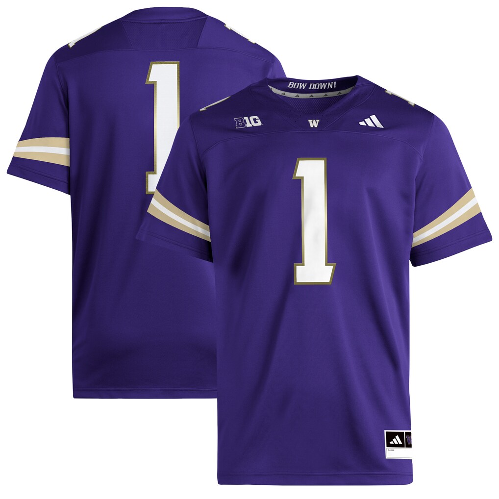 Men's adidas #1 Purple Washington Huskies Premier Jersey - U-jersey