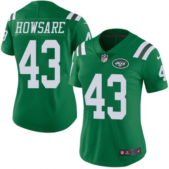 Women's Nike New York Jets #43 Julian Howsare Limited Green Rush Vapor Untouchable NFL Jersey - Ujersey