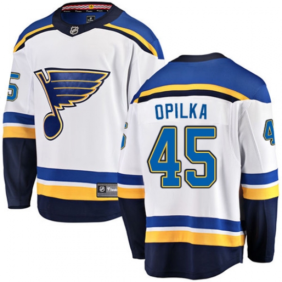 Men's St. Louis Blues #45 Luke Opilka Fanatics Branded White Away Breakaway NHL Jersey - Ujersey