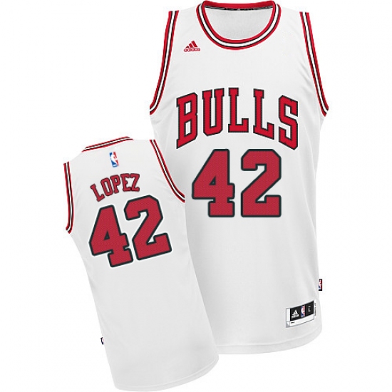 Men's Adidas Chicago Bulls #42 Robin Lopez Swingman White Home NBA Jersey - Ujersey
