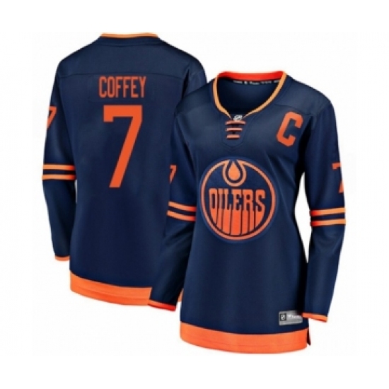 Women's Edmonton Oilers #7 Paul Coffey Authentic Navy Blue Alternate Fanatics Branded Breakaway Hockey Jersey - Ujersey