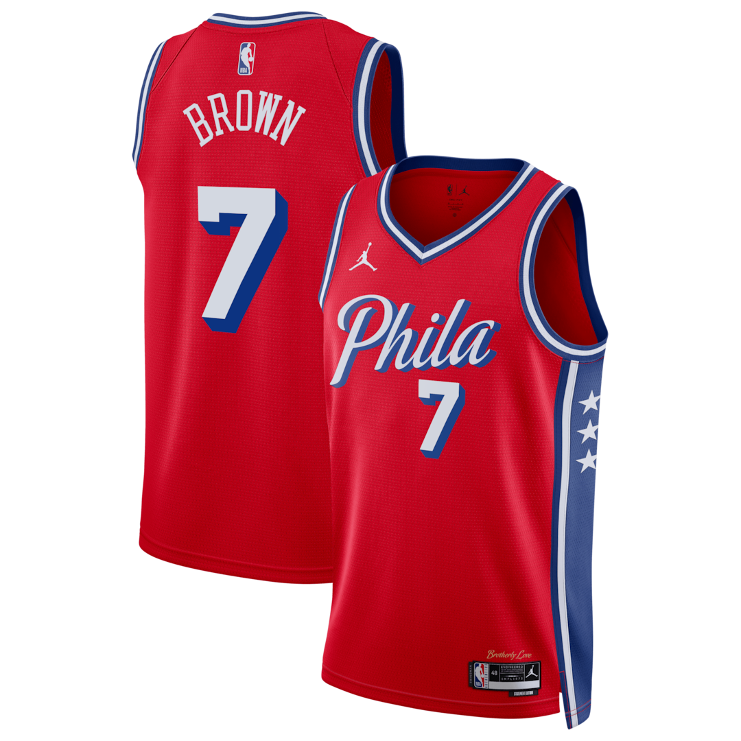 Unisex Philadelphia 76ers Jaylen Brown Jordan Brand Red Swingman Jersey - Statement Edition - Ujersey