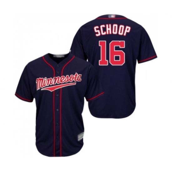 Youth Minnesota Twins #16 Jonathan Schoop Replica Navy Blue Alternate Road Cool Base Baseball Jersey - Ujersey