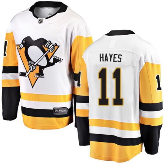 Men's Pittsburgh Penguins #11 Jimmy Hayes Authentic White Away Fanatics Branded Breakaway NHL Jersey - Ujersey