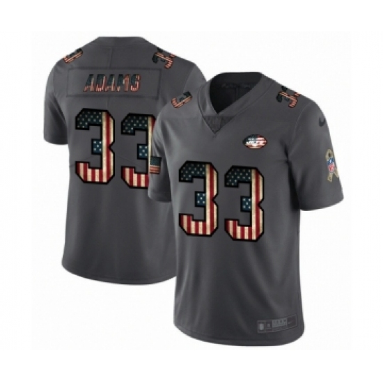 Men's New York Jets #33 Jamal Adams Limited Black USA Flag 2019 Salute To Service Football Jersey - Ujersey
