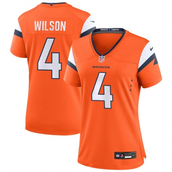 Women's Denver Broncos #4 Zach Wilson Orange 2024 Stitched Jersey(Run Small) - Ujersey