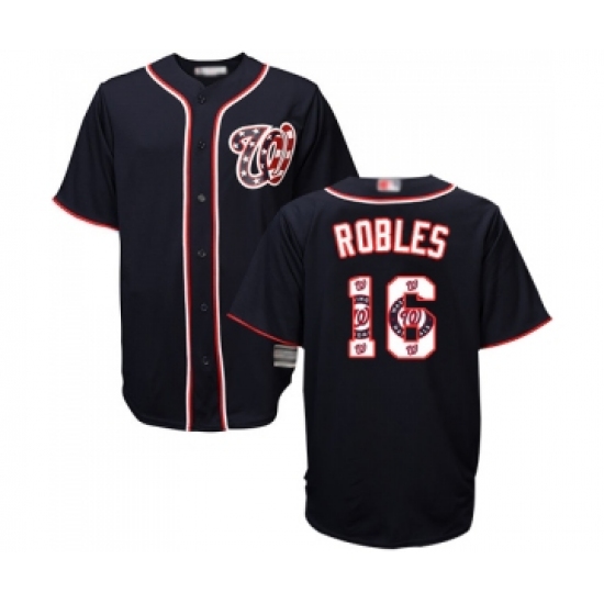 Men's Washington Nationals #16 Victor Robles Authentic Navy Blue Team Logo Fashion Cool Base Baseball Jersey - Ujersey