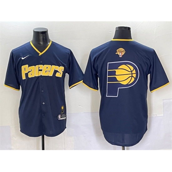 Men's Indiana Pacers Team Big Logo Navy 2025 Finals Vapor Stitched Baseball Jersey - Ujersey