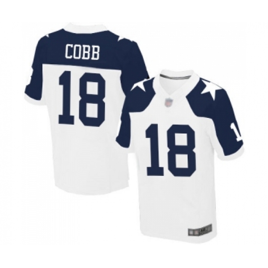 Men's Dallas Cowboys #18 Randall Cobb Elite White Throwback Alternate Football Jersey - Ujersey