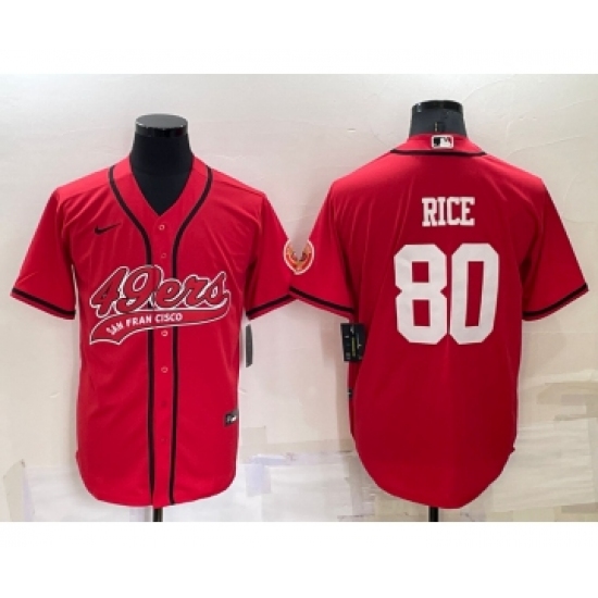 Men's San Francisco 49ers #80 Jerry Rice Red Stitched Cool Base Nike Baseball Jersey - Ujersey