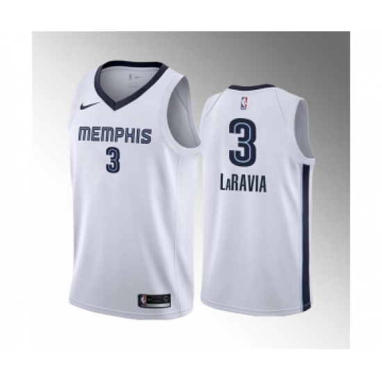 Men's Memphis Grizzlies #3 Jake LaRavia 75th Anniversary Statement Edition White Stitched Basketball Jersey - Ujersey