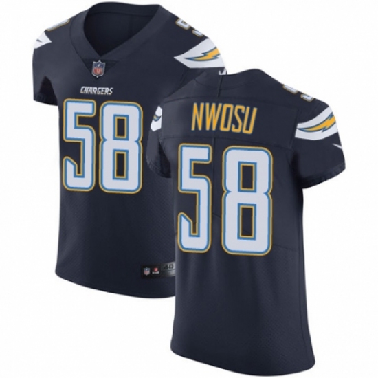 Men's Nike Los Angeles Chargers #58 Uchenna Nwosu Navy Blue Team Color Vapor Untouchable Elite Player NFL Jersey - Ujersey