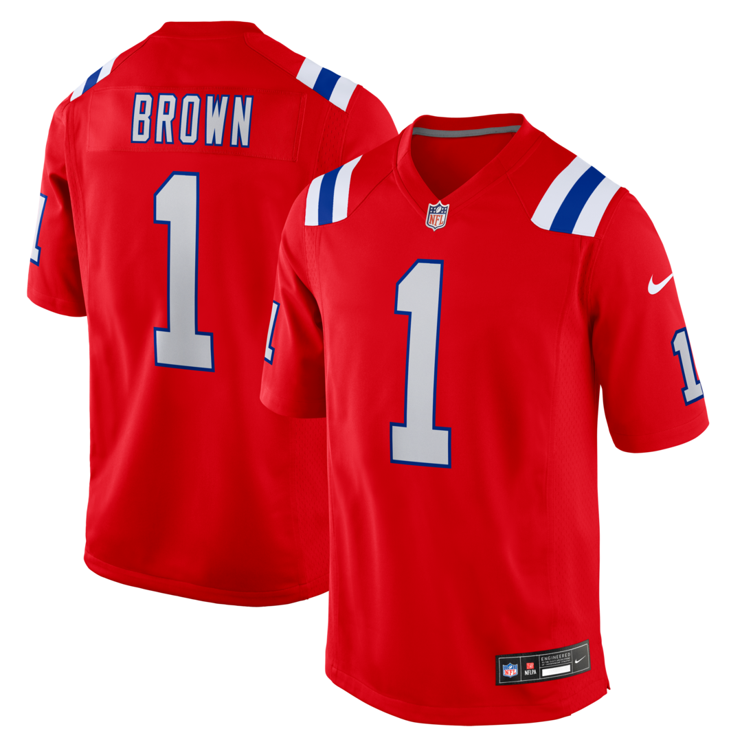 Men's New England Patriots A.J. Brown Nike Red Game Jersey - Ujersey