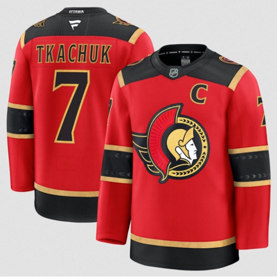 Men's Ottawa Senators #7 Brady Tkachuk Red Alternate With C Stitched Hockey Jersey - Ujersey