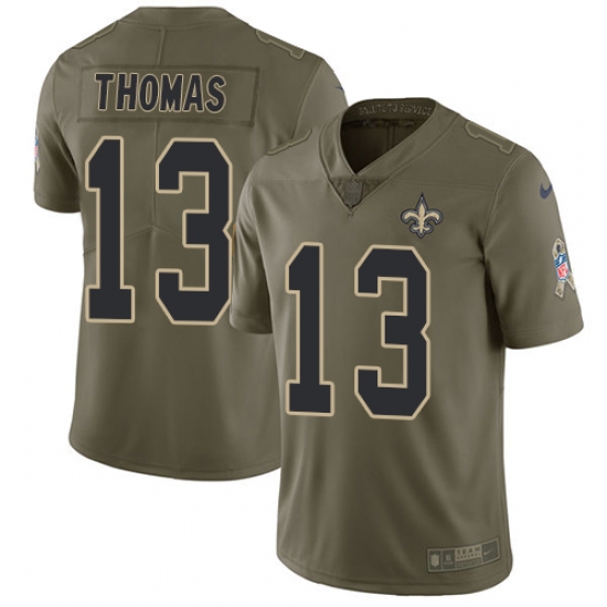 Men's Nike New Orleans Saints #13 Michael Thomas Limited Olive 2017 Salute to Service NFL Jersey - Ujersey